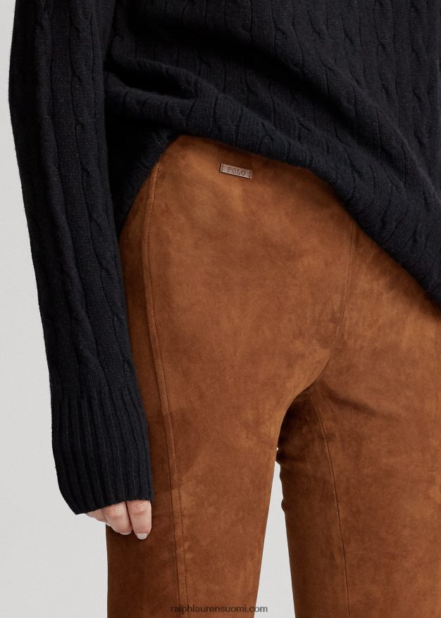 Ralph Lauren naiset mokkanahkaiset housut 0Z24ZR3347 matkalaukku ruskea