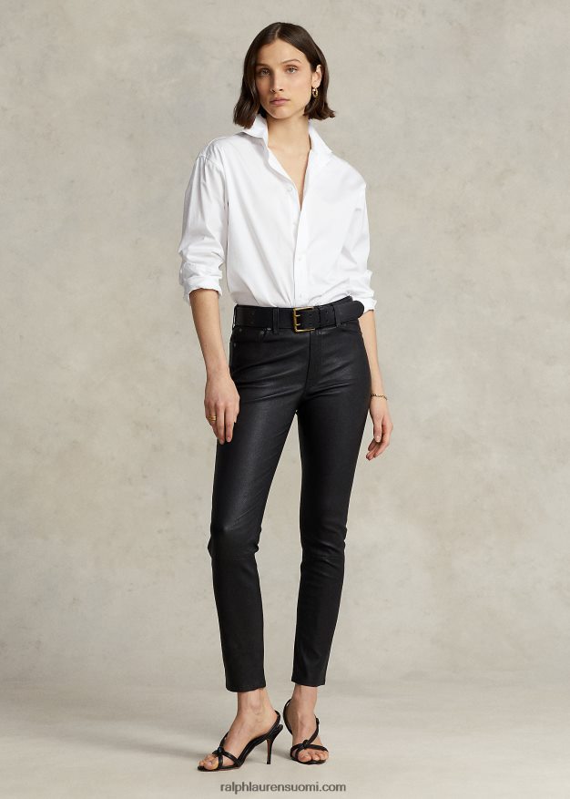 Ralph Lauren naiset nahkaiset 5-taskuiset ohuet housut 0Z24ZR3279 musta