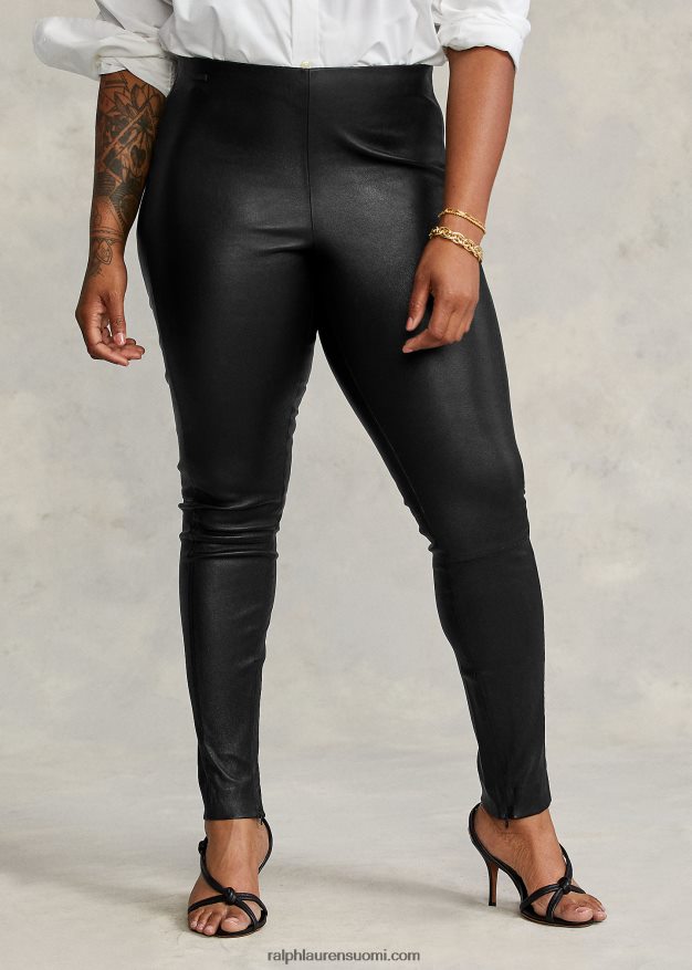 Ralph Lauren naiset nahkaiset ohuet housut 0Z24ZR3342 musta