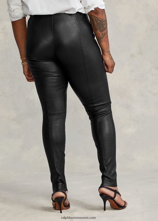 Ralph Lauren naiset nahkaiset ohuet housut 0Z24ZR3342 musta
