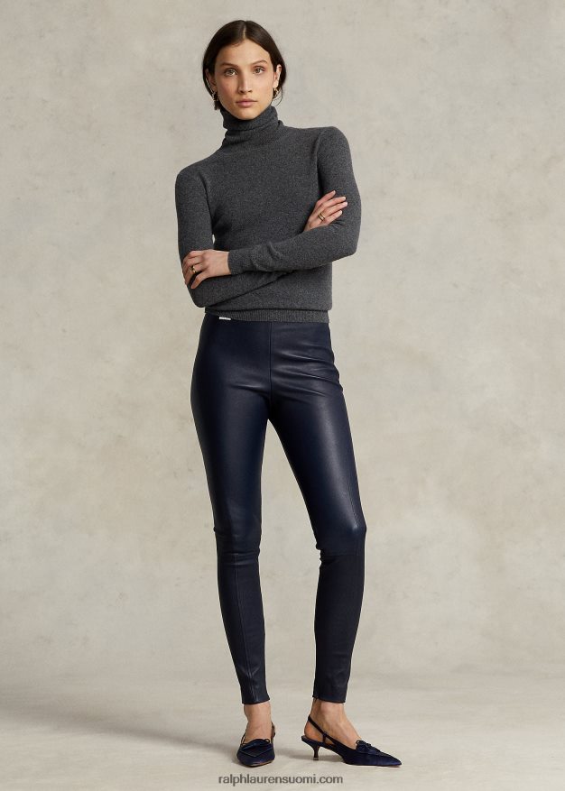 Ralph Lauren naiset nahkaiset ohuet housut 0Z24ZR3343 laivasto