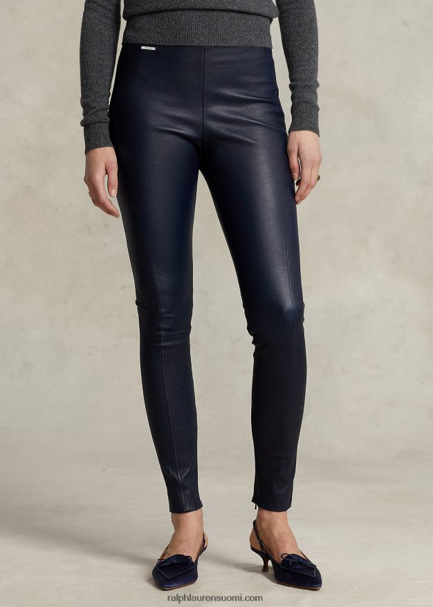 Ralph Lauren naiset nahkaiset ohuet housut 0Z24ZR3343 laivasto