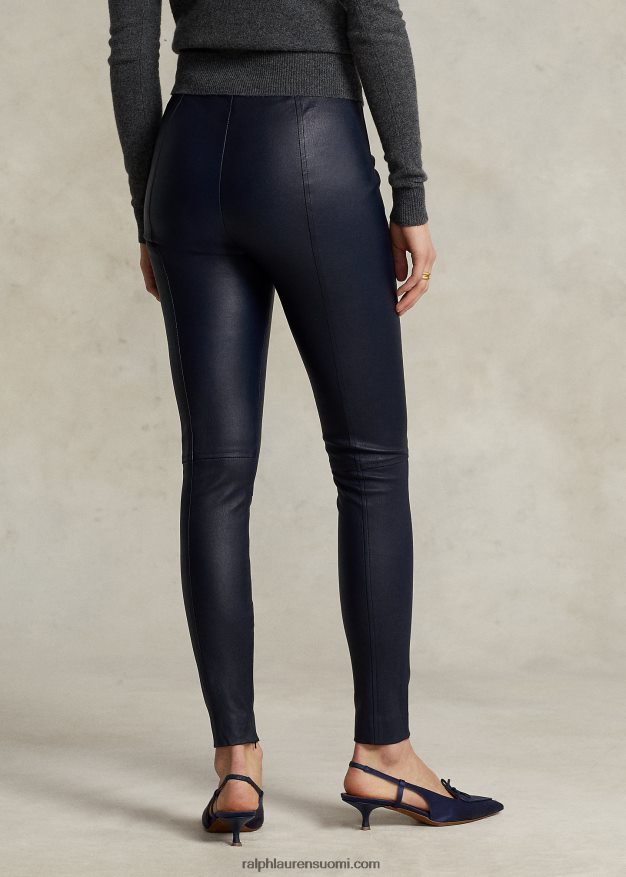 Ralph Lauren naiset nahkaiset ohuet housut 0Z24ZR3343 laivasto