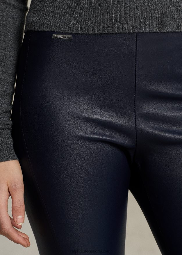 Ralph Lauren naiset nahkaiset ohuet housut 0Z24ZR3343 laivasto