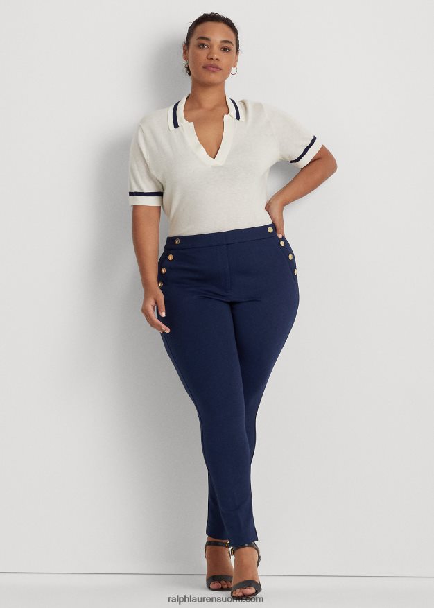 Ralph Lauren naiset nappikoristeiset ponte-nilkkahousut 0Z24ZR4620 hienostunut laivasto