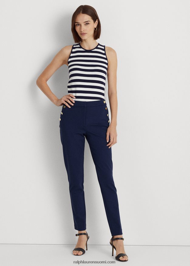 Ralph Lauren naiset nappikoristeiset ponte-nilkkahousut 0Z24ZR4829 hienostunut laivasto