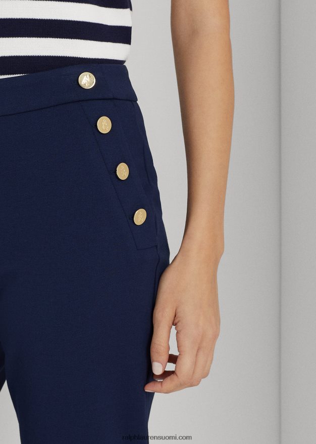 Ralph Lauren naiset nappikoristeiset ponte-nilkkahousut 0Z24ZR4829 hienostunut laivasto