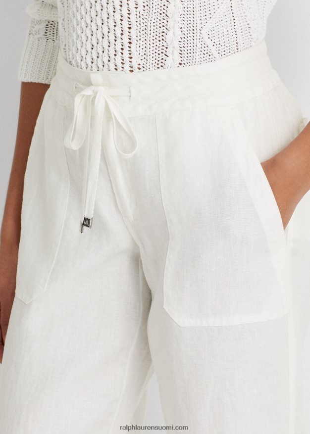 Ralph Lauren naiset pellava leveälahkeiset housut 0Z24ZR3964 valkoinen