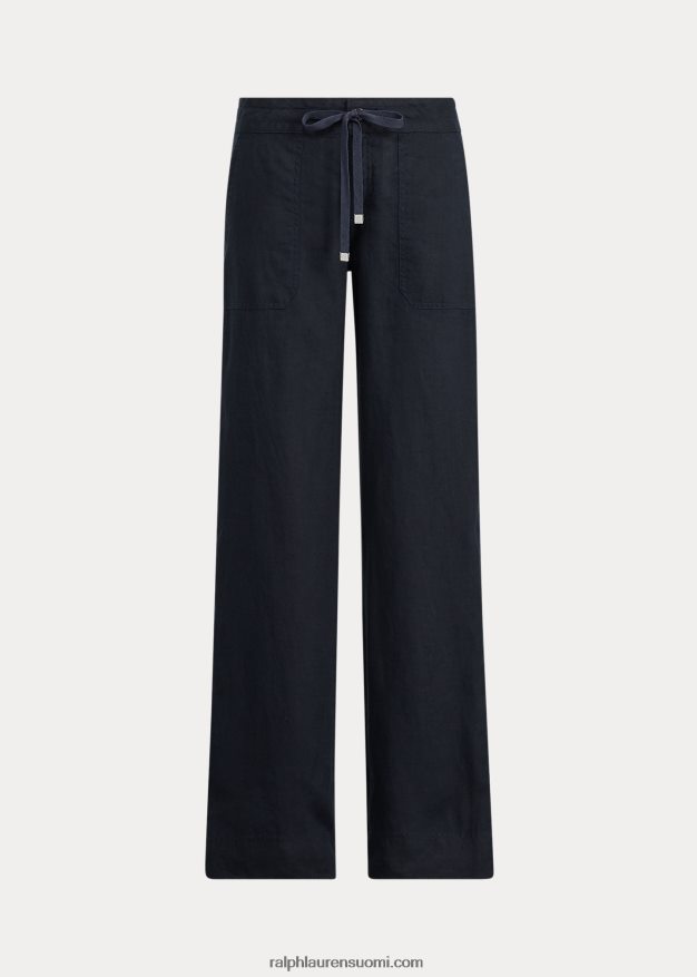 Ralph Lauren naiset pellava leveälahkeiset housut 0Z24ZR3965 laivasto