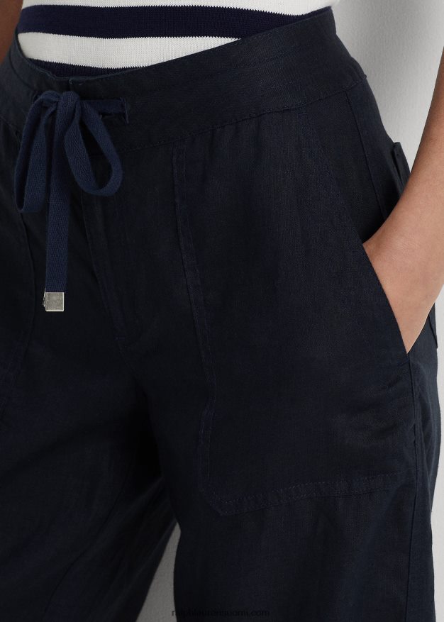 Ralph Lauren naiset pellava leveälahkeiset housut 0Z24ZR3965 laivasto