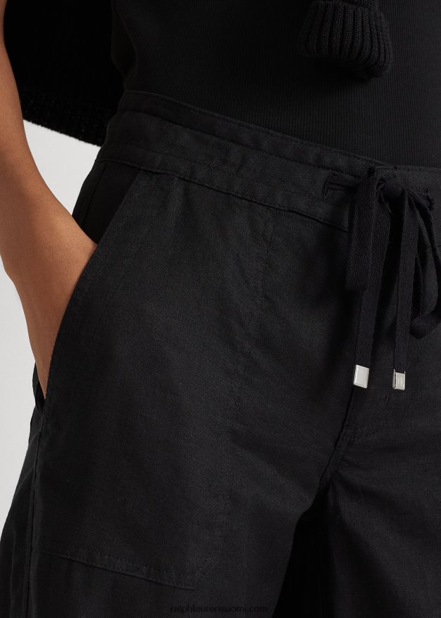 Ralph Lauren naiset pellava leveälahkeiset housut 0Z24ZR4374 musta