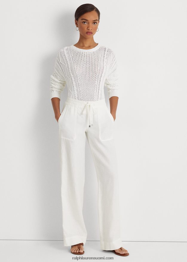 Ralph Lauren naiset pellava leveälahkeiset housut 0Z24ZR4421 valkoinen