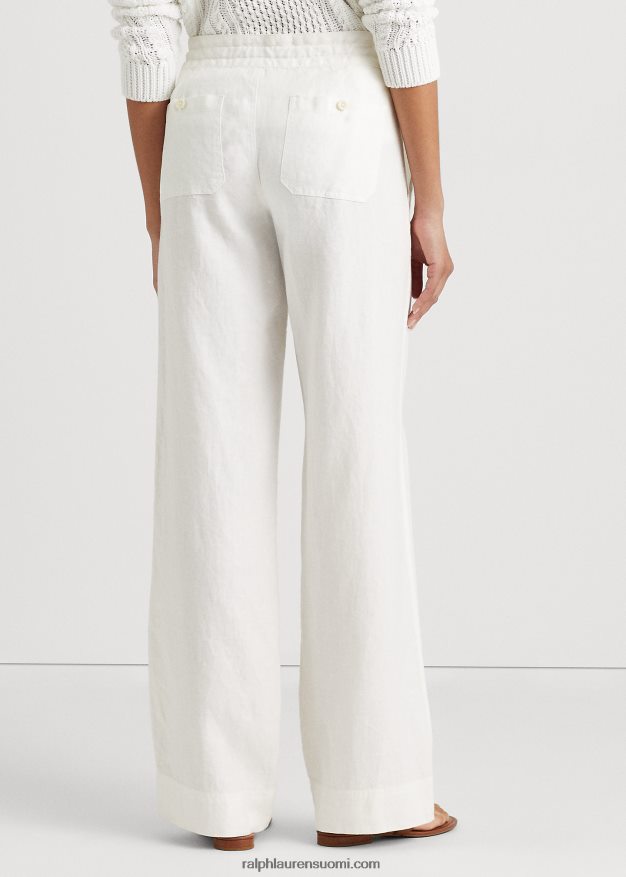 Ralph Lauren naiset pellava leveälahkeiset housut 0Z24ZR4421 valkoinen