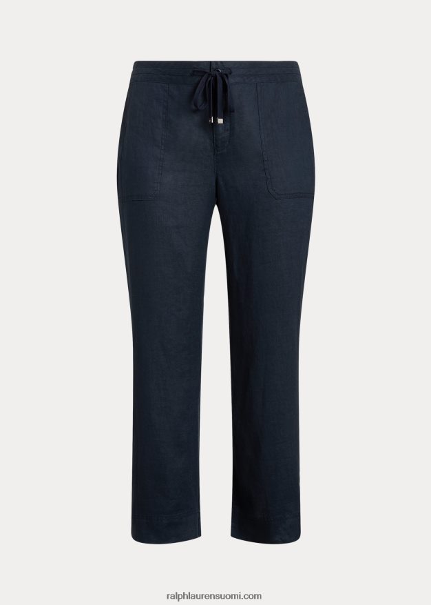 Ralph Lauren naiset pellava leveälahkeiset housut 0Z24ZR4665 laivasto