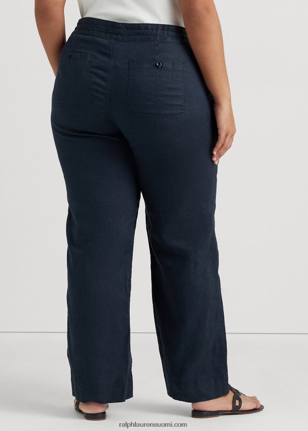 Ralph Lauren naiset pellava leveälahkeiset housut 0Z24ZR4665 laivasto
