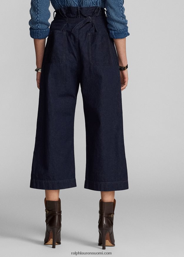 Ralph Lauren naiset puuvilla-pellava denim leveälahkeiset housut 0Z24ZR3665 indigo