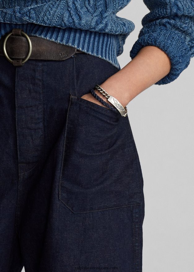 Ralph Lauren naiset puuvilla-pellava denim leveälahkeiset housut 0Z24ZR3665 indigo