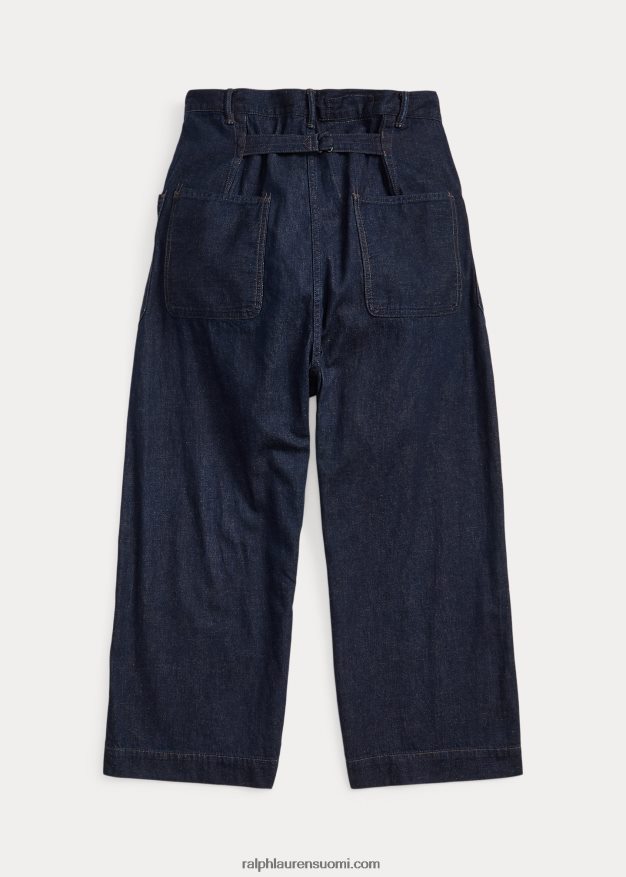 Ralph Lauren naiset puuvilla-pellava denim leveälahkeiset housut 0Z24ZR3665 indigo