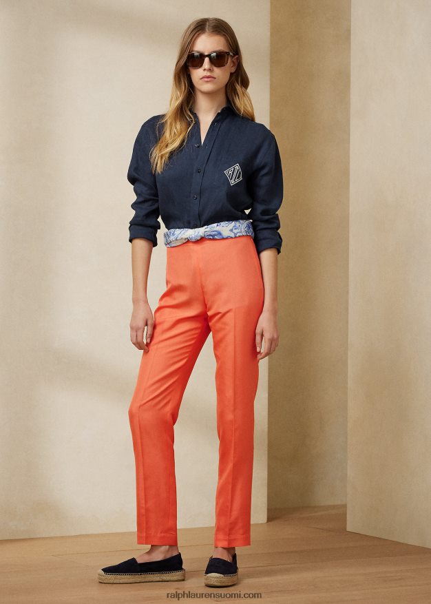 Ralph Lauren naiset robynn silkkishantung -housut 0Z24ZR9315 meloni