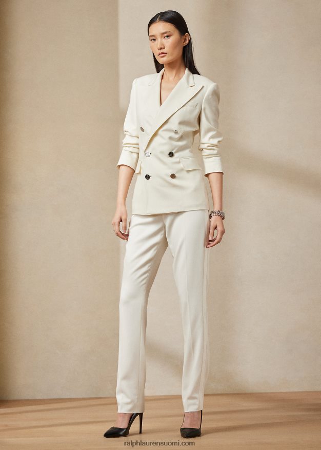 Ralph Lauren naiset seth villainen kreppi smokkihousut 0Z24ZR9281 lux kerma