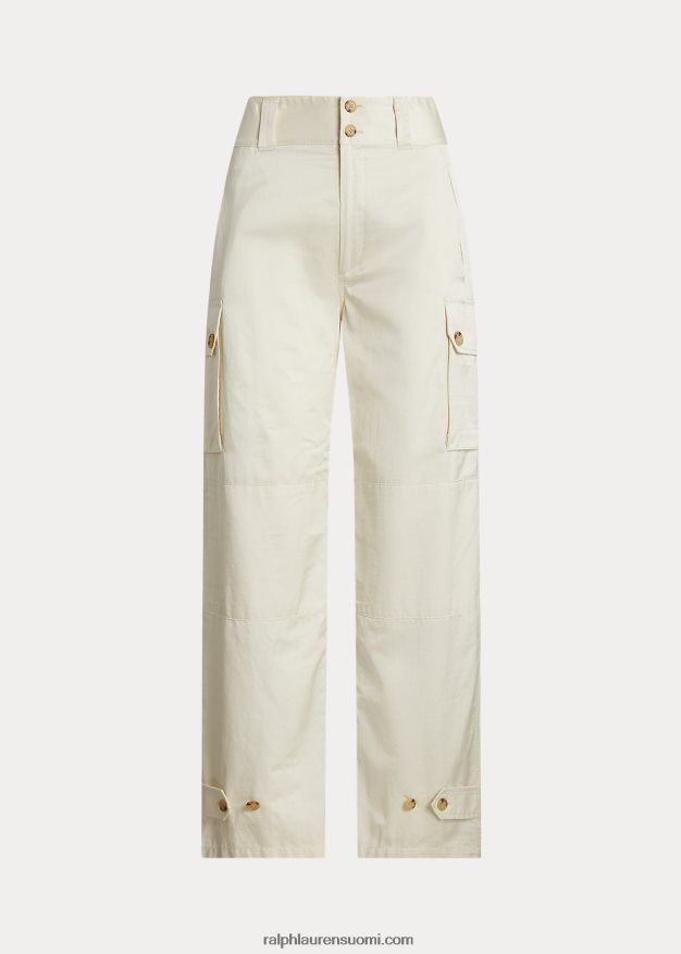 Ralph Lauren naiset shantung leveälahkeiset cargo-housut 0Z24ZR4423 mascarpone-kermaa