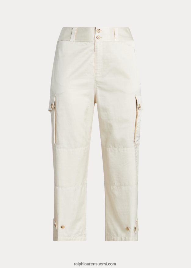 Ralph Lauren naiset shantung leveälahkeiset cargo-housut 0Z24ZR4691 mascarpone-kermaa