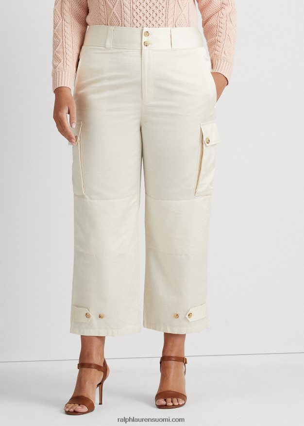 Ralph Lauren naiset shantung leveälahkeiset cargo-housut 0Z24ZR4691 mascarpone-kermaa