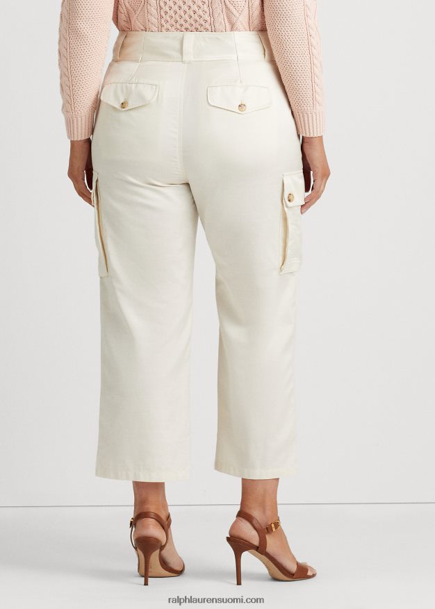 Ralph Lauren naiset shantung leveälahkeiset cargo-housut 0Z24ZR4691 mascarpone-kermaa