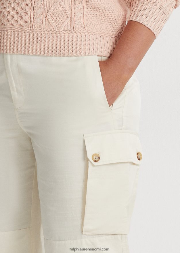 Ralph Lauren naiset shantung leveälahkeiset cargo-housut 0Z24ZR4691 mascarpone-kermaa