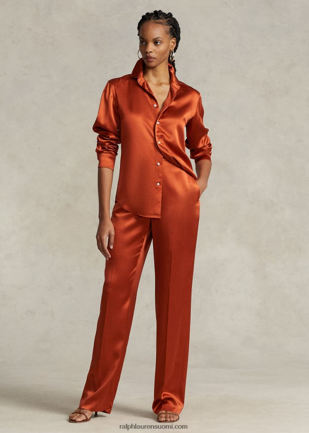 Ralph Lauren naiset silkki charmeuse suorat housut 0Z24ZR3209 bataatti