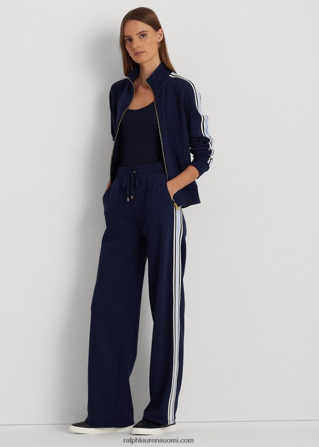 Ralph Lauren naiset sivuraitaiset ranskalaiset froteet urheilulliset housut 0Z24ZR4076 hienostunut laivasto