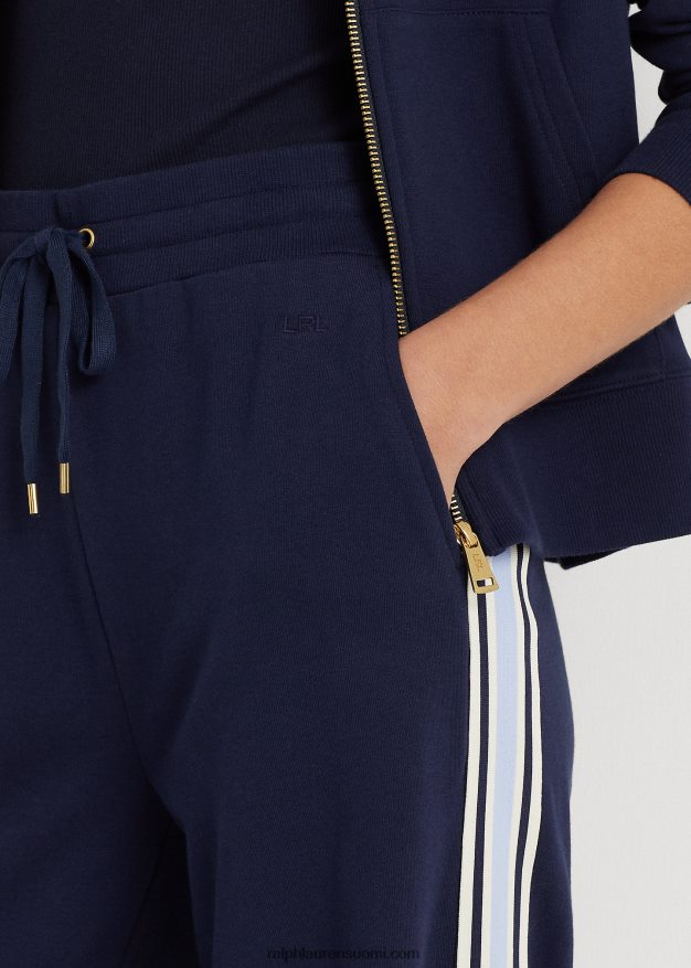 Ralph Lauren naiset sivuraitaiset ranskalaiset froteet urheilulliset housut 0Z24ZR4409 hienostunut laivasto