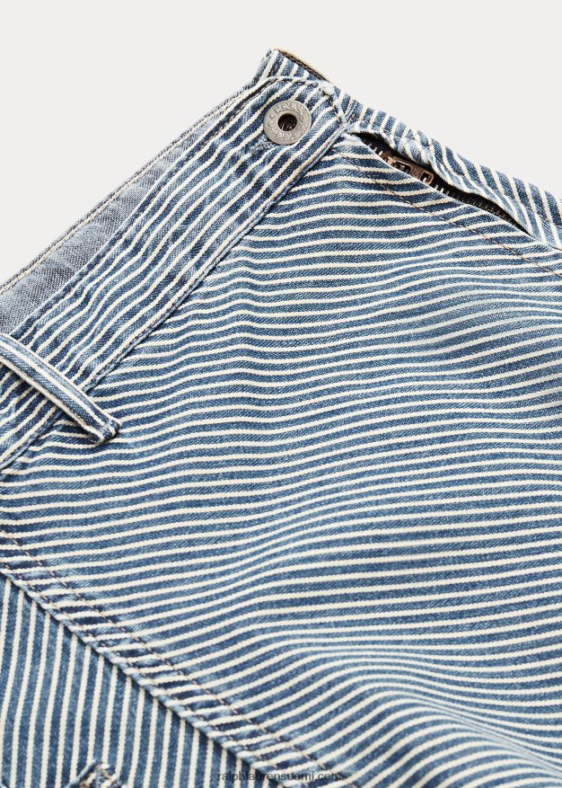 Ralph Lauren naiset solki-selkä raidalliset kalanruotohousut 0Z24ZR3658 nicholsin indigopesu