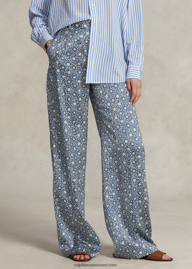 Ralph Lauren naiset starburst-aiheiset satiiniset leveälahkeiset housut 0Z24ZR3109 säteilevä printti