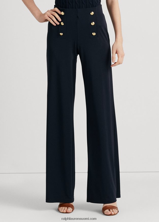 Ralph Lauren naiset stretch jersey leveälahkeiset housut 0Z24ZR9157 laivasto