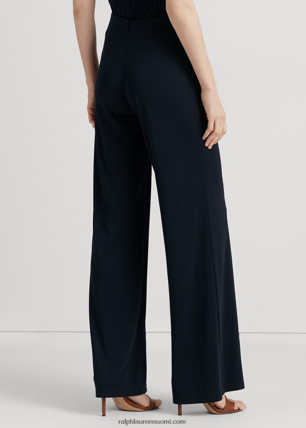 Ralph Lauren naiset stretch jersey leveälahkeiset housut 0Z24ZR9157 laivasto