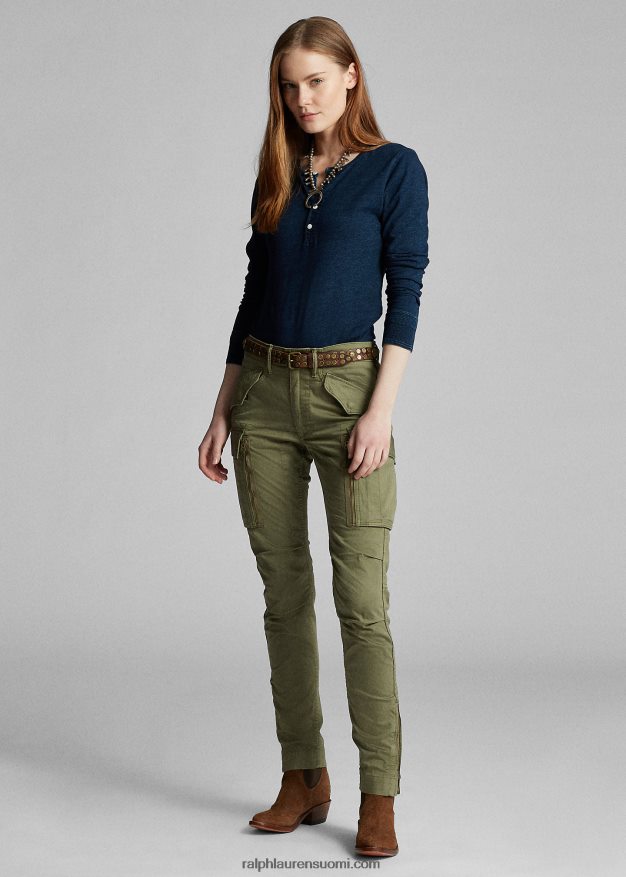 Ralph Lauren naiset stretch skinny cargo housut 0Z24ZR3610 oliivi