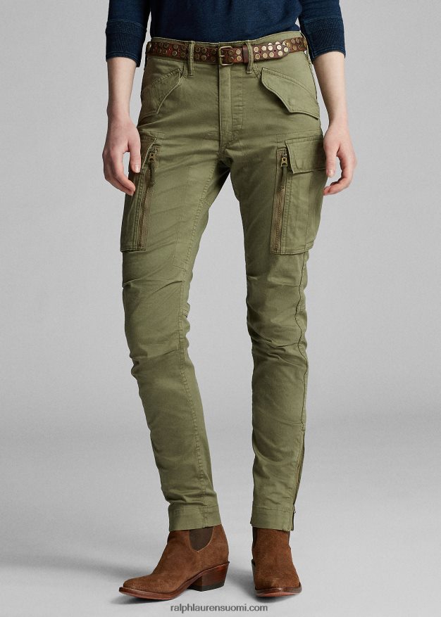 Ralph Lauren naiset stretch skinny cargo housut 0Z24ZR3610 oliivi