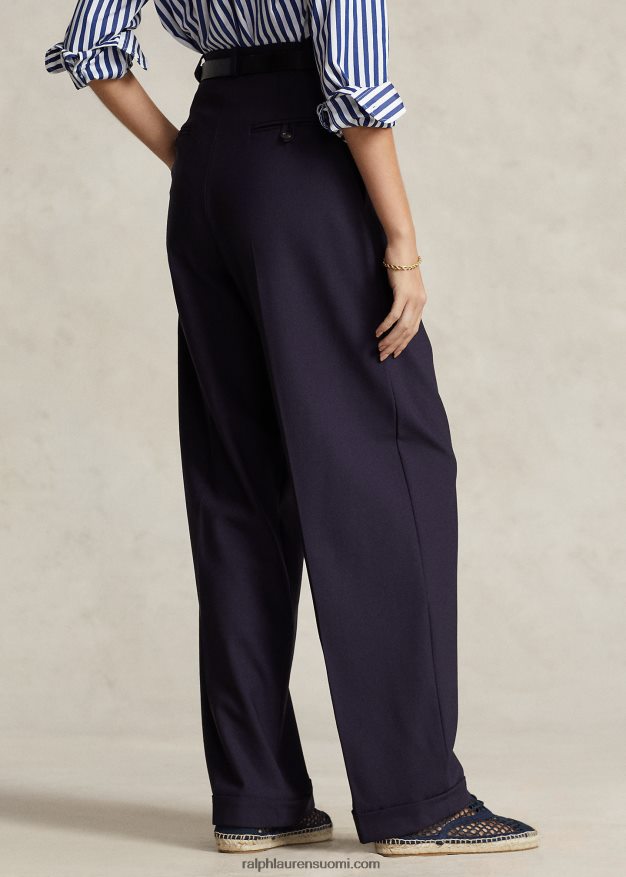 Ralph Lauren naiset suoralahkeiset villasekoitehousut 0Z24ZR9123 laivasto