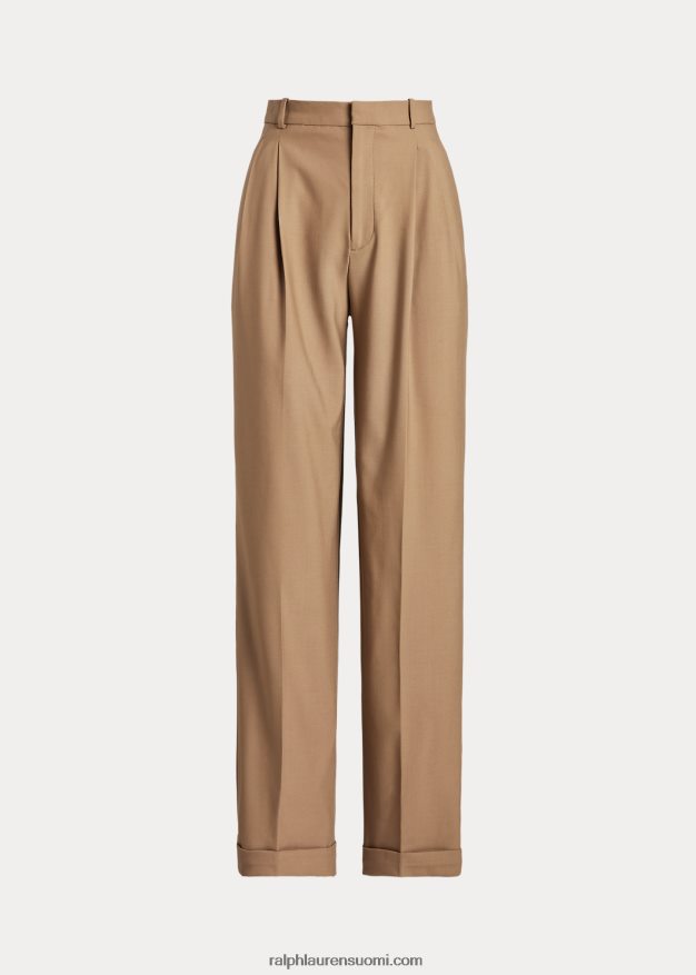 Ralph Lauren naiset suoralahkeiset villasekoitehousut 0Z24ZR9124 kameli