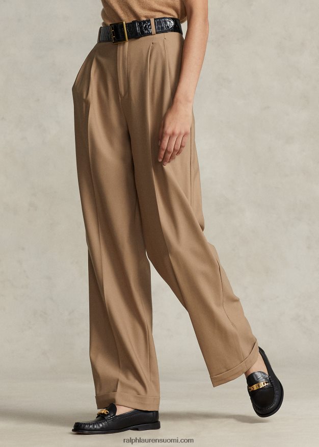 Ralph Lauren naiset suoralahkeiset villasekoitehousut 0Z24ZR9124 kameli