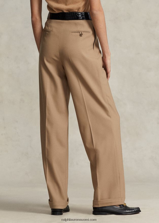 Ralph Lauren naiset suoralahkeiset villasekoitehousut 0Z24ZR9124 kameli