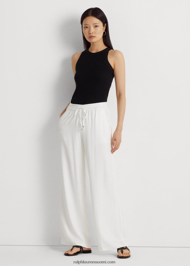 Ralph Lauren naiset toimikkaat leveälahkeiset housut 0Z24ZR3929 valkoinen