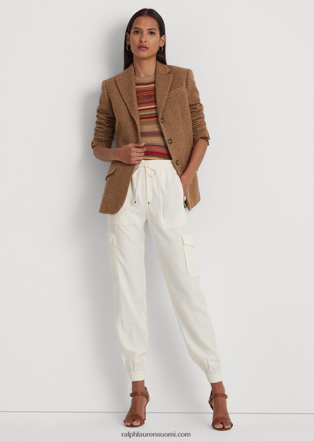 Ralph Lauren naiset twill cargo nilkkahousut 0Z24ZR4293 mascarpone-kermaa