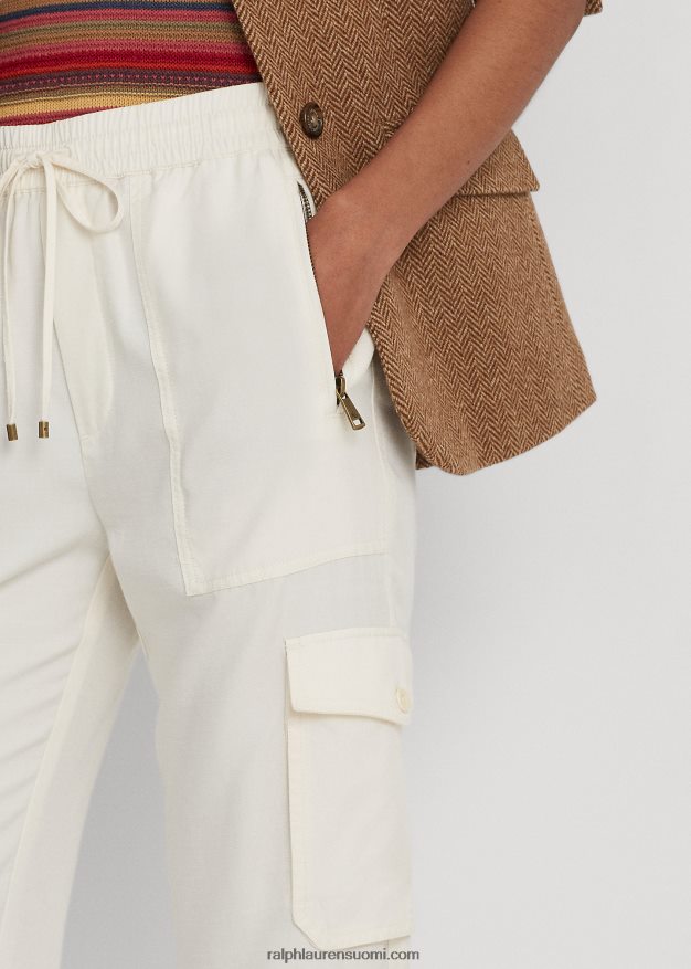 Ralph Lauren naiset twill cargo nilkkahousut 0Z24ZR4293 mascarpone-kermaa