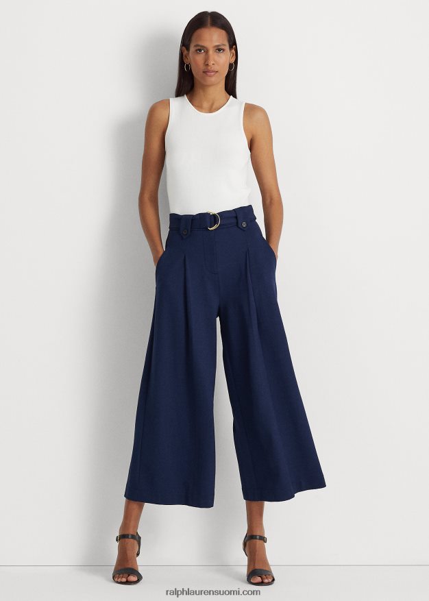 Ralph Lauren naiset vyö laskostettu ponte rajattu housut 0Z24ZR4382 hienostunut laivasto