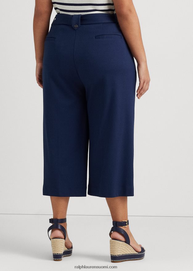 Ralph Lauren naiset vyö laskostettu ponte rajattu housut 0Z24ZR4674 hienostunut laivasto