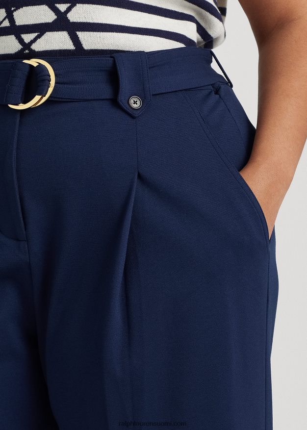 Ralph Lauren naiset vyö laskostettu ponte rajattu housut 0Z24ZR4674 hienostunut laivasto