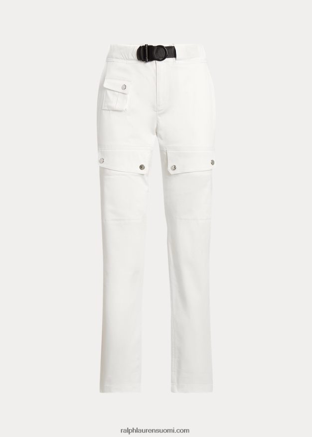 Ralph Lauren naiset vyö satiini cargo housut 0Z24ZR3863 valkoinen