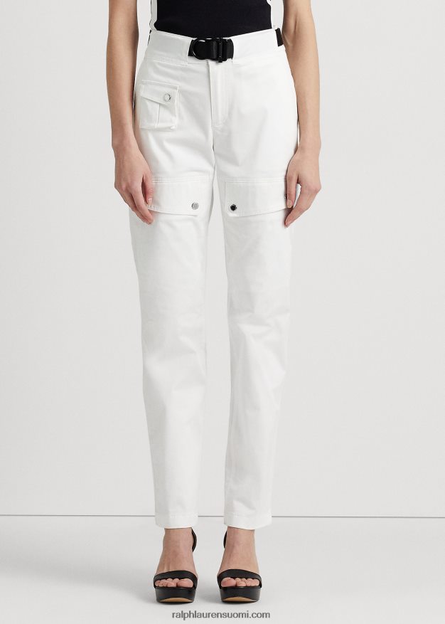 Ralph Lauren naiset vyö satiini cargo housut 0Z24ZR3863 valkoinen